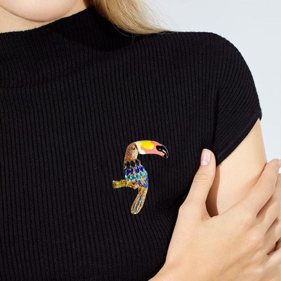 

Брошь для пальто со стразами, устойчивая к коррозии, искусственный кристалл, птица с большим ртом