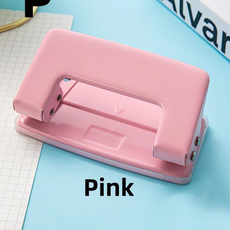 1pc, Solid Color Double Hole Punch, Portable Manual Hole Punch, Suitable For Office Binding Supplies, School Diary Scrapbook