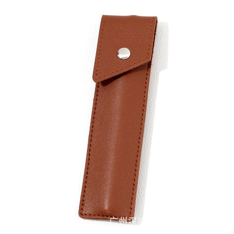 Solid Color Portable Leather Pen Case Single Pen Protective Case Anti Drop Pen Case