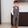 Trendy 2026 Boys Suit Set Blue Elegance Flower Child Birthday Vest Overalls Outfits Kids Host Piano Performances Special Costume
