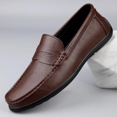 Echtes Leder Herren Loafer Bequeme Herren Freizeitschuhe Luxusmarke Mann Formelle Anzugsschuhe Atmungsaktiv Slip-on Bootsschuhe