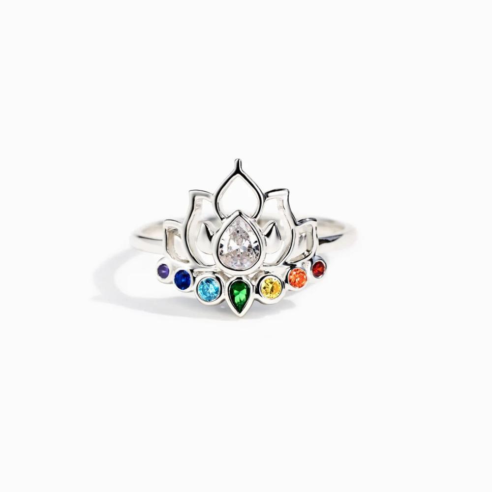 Monkton Original 925 Silver Rings New Lotus Flower Boho Colorful Engagement Rings for Women Fine Jewelry Gift