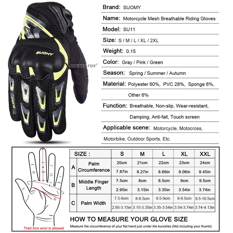 Suomy Motorcycle Gloves Men Summer Breathable Touch Screen Moto Biker Guantes Motobike Riding Protective Gear Fit Women Pink