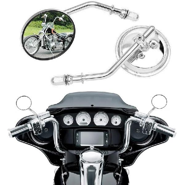 DREAMIZER 3" Motorcycle Vintage Mirrors Round Rear View Mirror 8Mm Black Compatible With Harley Davidson Dyna Bobber Softail Chopper Cruiser Cafe