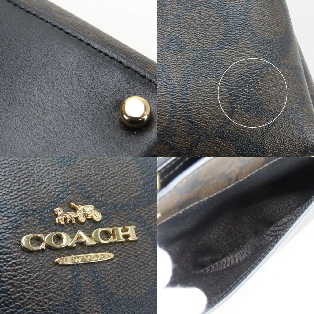 Used COACH Handbag 91494 Signature PVC/leather Dark brown black Shoulder