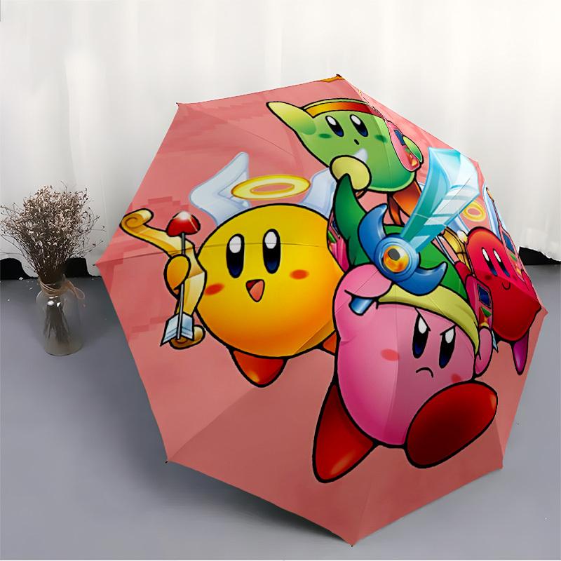 1pc Kirby Characters Automatic Folding Umbrella, 8 Ribs for All-Season Use, Portable for Travel & Outdoor Activities 003