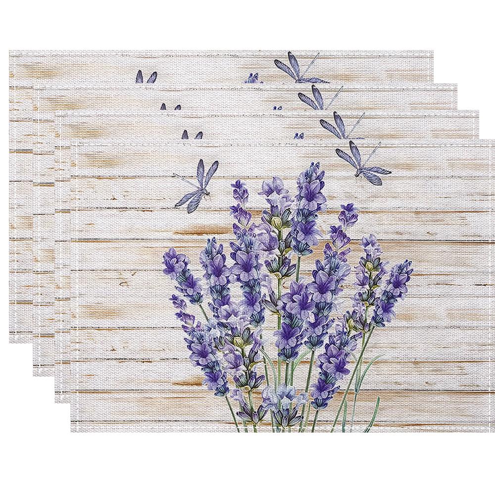 4/6/8pcs Spring floral Pattern Placemats Kitchen Dining Table Mat Decor Accessories Heat Resistant Linen Tableware Mats