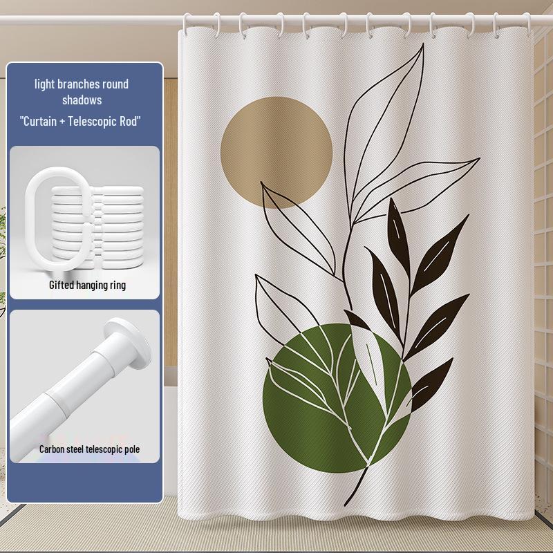 High-End Minimalist Floral Shower Curtain Set: Lazy-Style, Thickened, Waterproof, Mildew & Wrinkle Resistant.