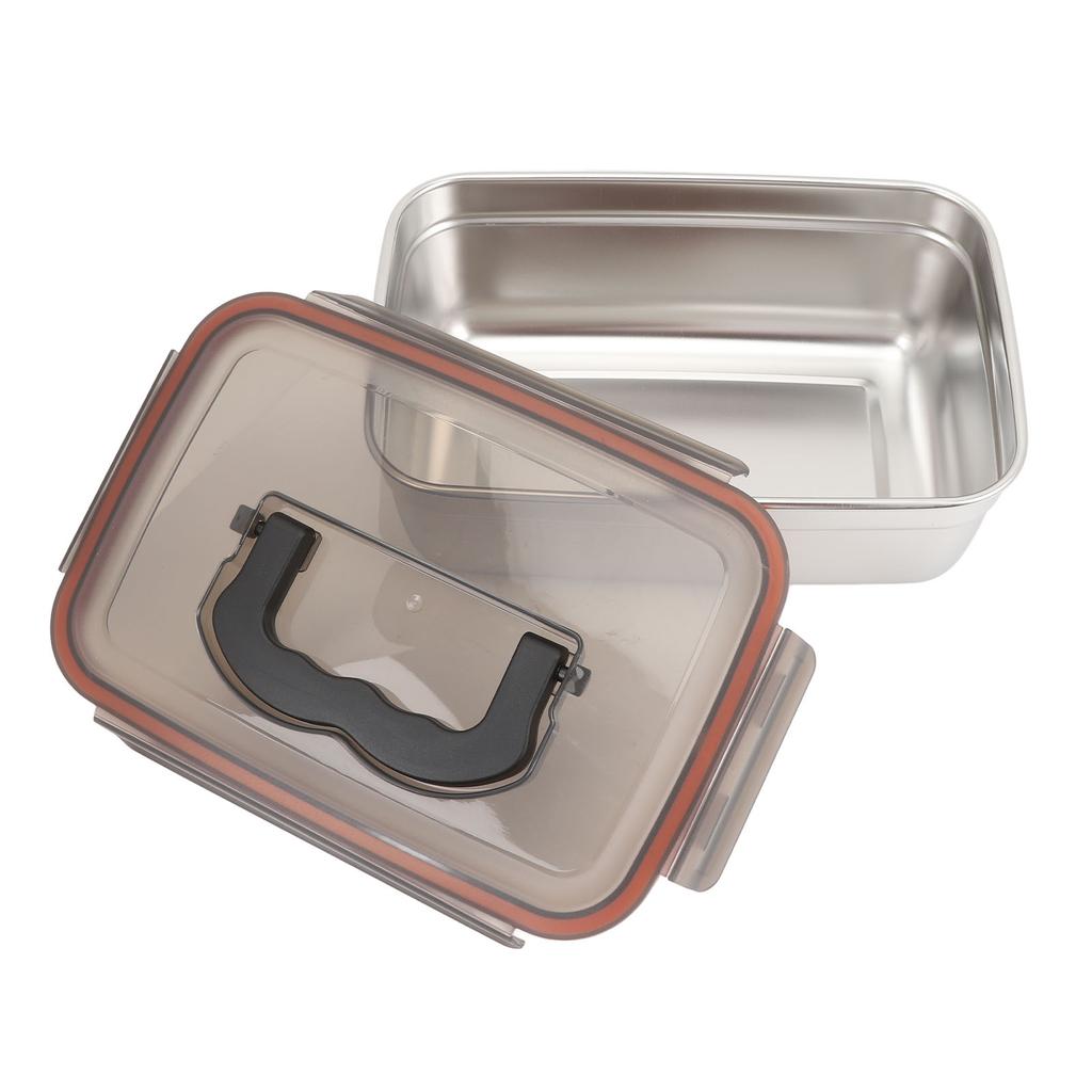 304 Stainless Steel Food Storage Container Metal Sealed Lunch Box with Handle for Home Refrigerator