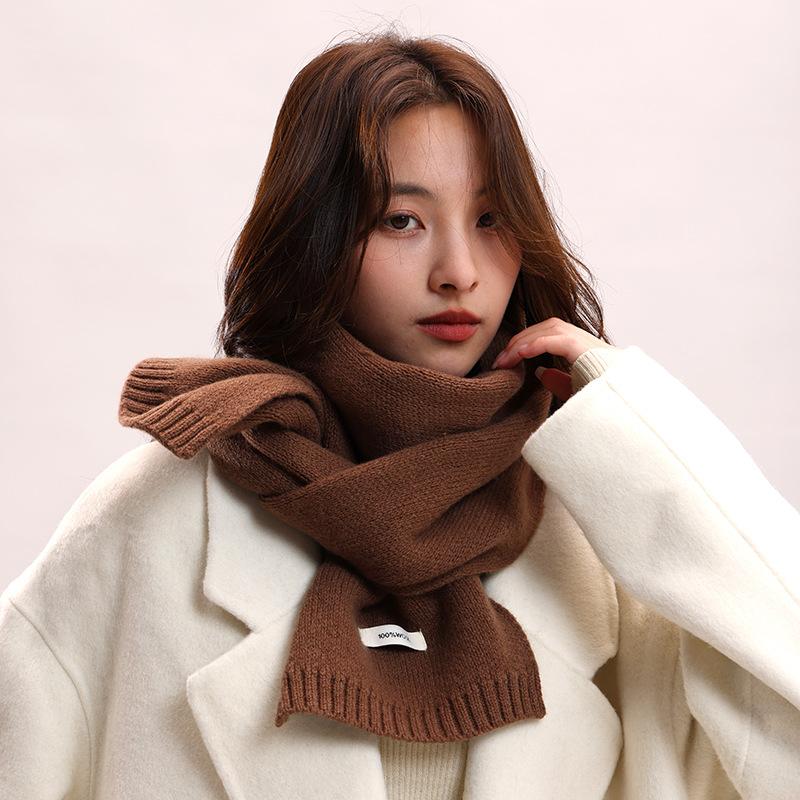 

Шерстяной вязаный шарф из 100% кашемира женский и мужской утолщенный шарф теплый парный родитель-ребенок модель осенне-зимний подарок 160*20CM темно-коричневого