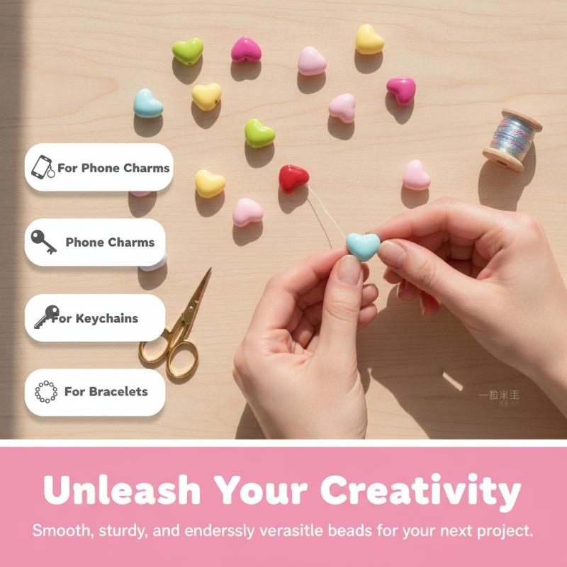 10Pcs Colorful Acrylic Love Heart Shape Bead Loose Spacer Beads For Diy Bracelet Necklace Jewelry Making Accessories