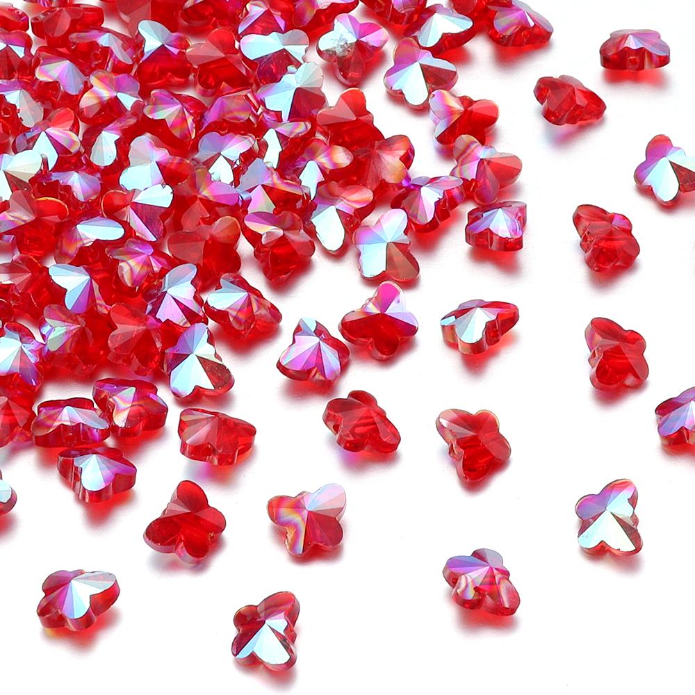 50Pcs/Lot 10×8mm Crystal Beads Transparent Colorful Butterfly Shape Hole Size 1.2mm Loose Beads Diy Jewelry Bracelet Necklace