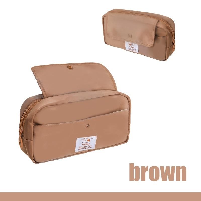 Study Cat Pencil Bag Pen Case Cartoon Meow Kitties Flip Cover Storage Pouch for Stationery