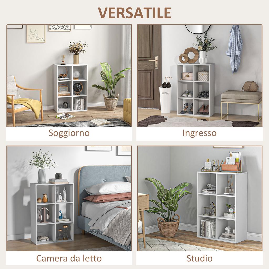 6-Cube Bookshelf - White