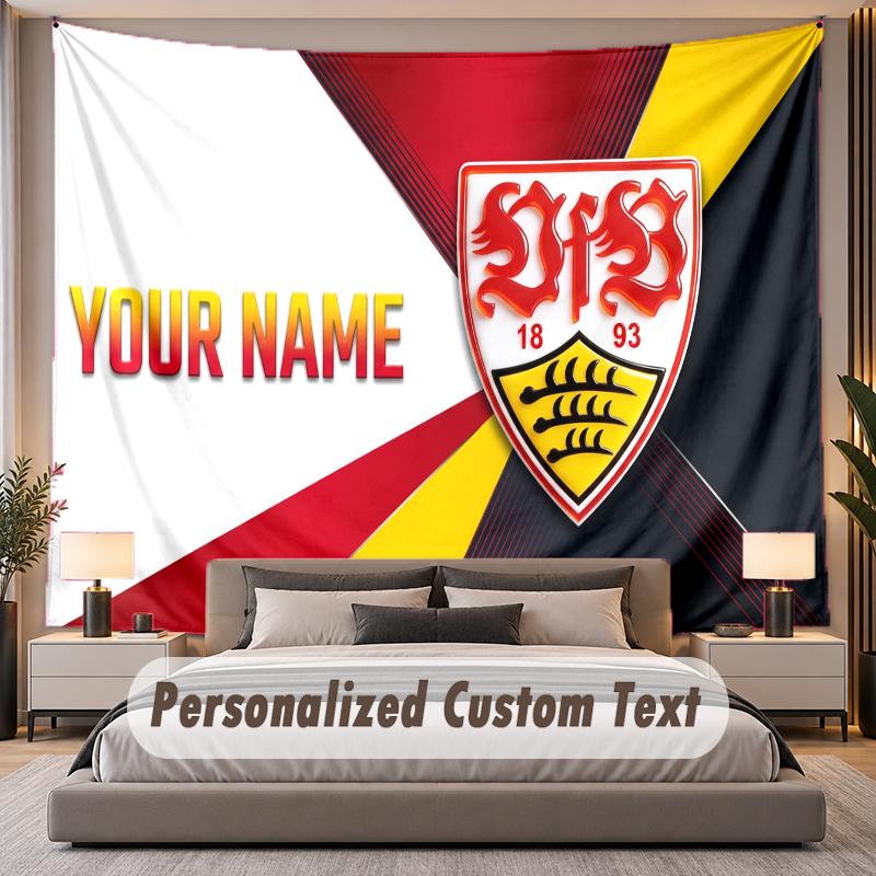 Custom Name Text Tapestry VfB Stuttgart FC Personalized Polyester Wall Tapestry For Bedroom And Room