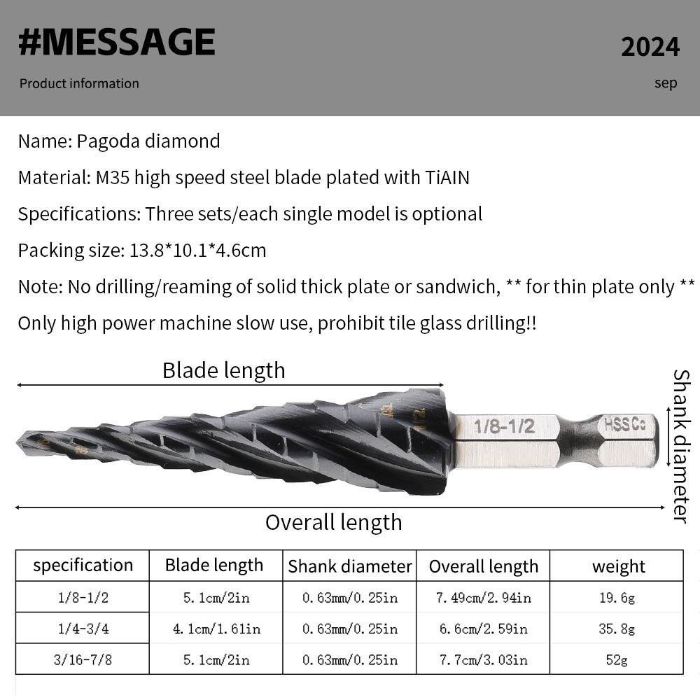 

Ступенчатые сверла из нержавеющей стали M35 Пагода-сверла Сверла-развертки из быстрорежущей стали с кобальтовым напылением Type C