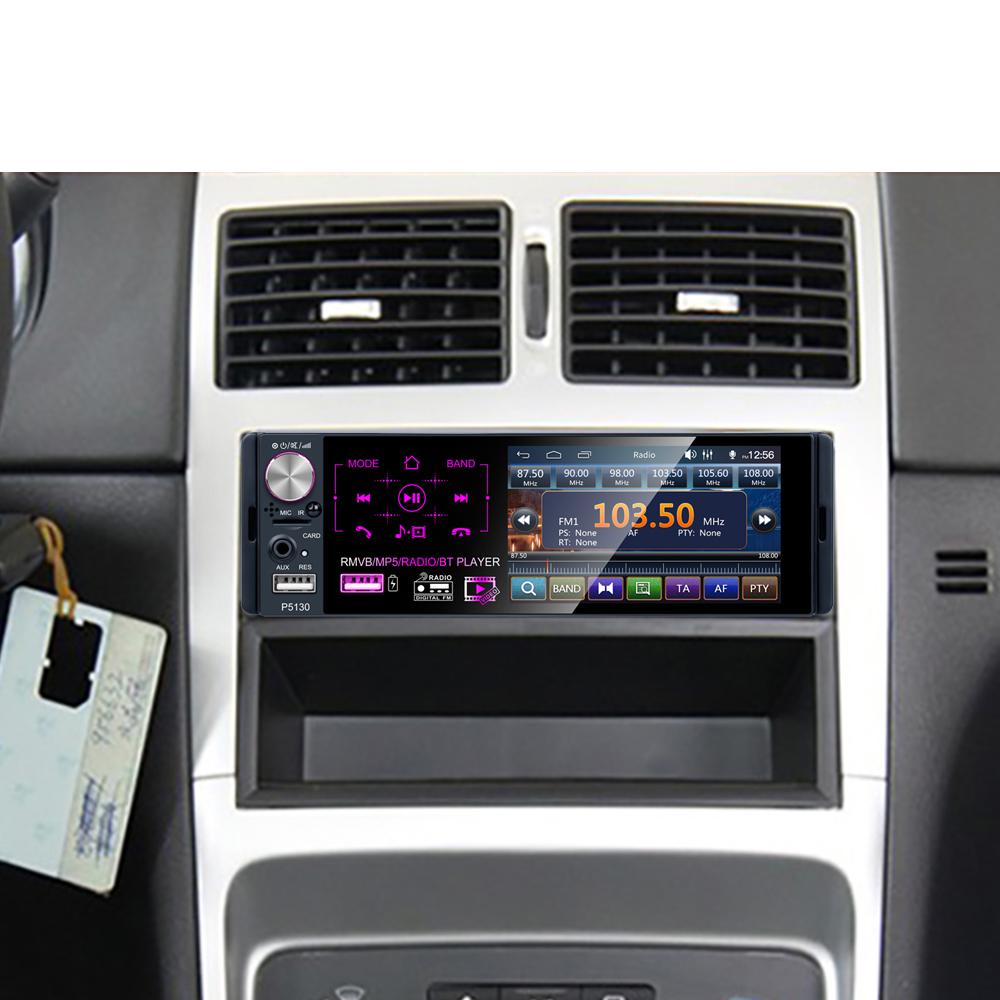 Podofo Radio Car Autoradio 1 Din Multimedia MP5 Player 4.1" Touch Screen Radios Audio Stereo RDS Bluetooth Dual USB Microphone