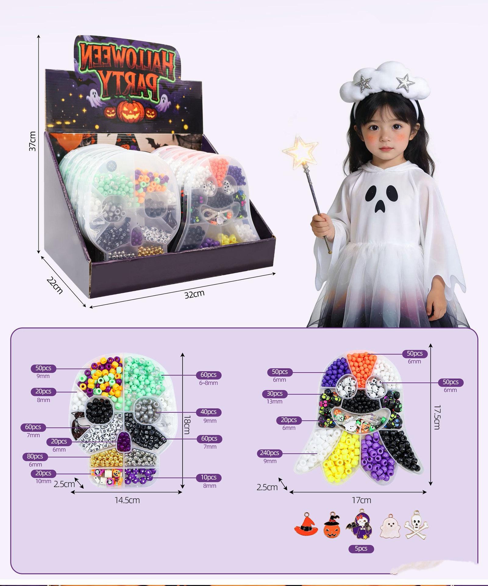 Halloween Elf Skull Box DIY Beaded Bracelet,Complete DIY Bracelet for Women & Kids Handmade Beaded Bracelet Set