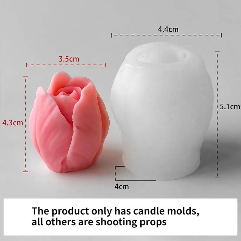 2pcs Silicone Mold DIY Flowers Tulip Handmade Scented Candle Plaster Resin Molds Homemade Cookies Baking Tool