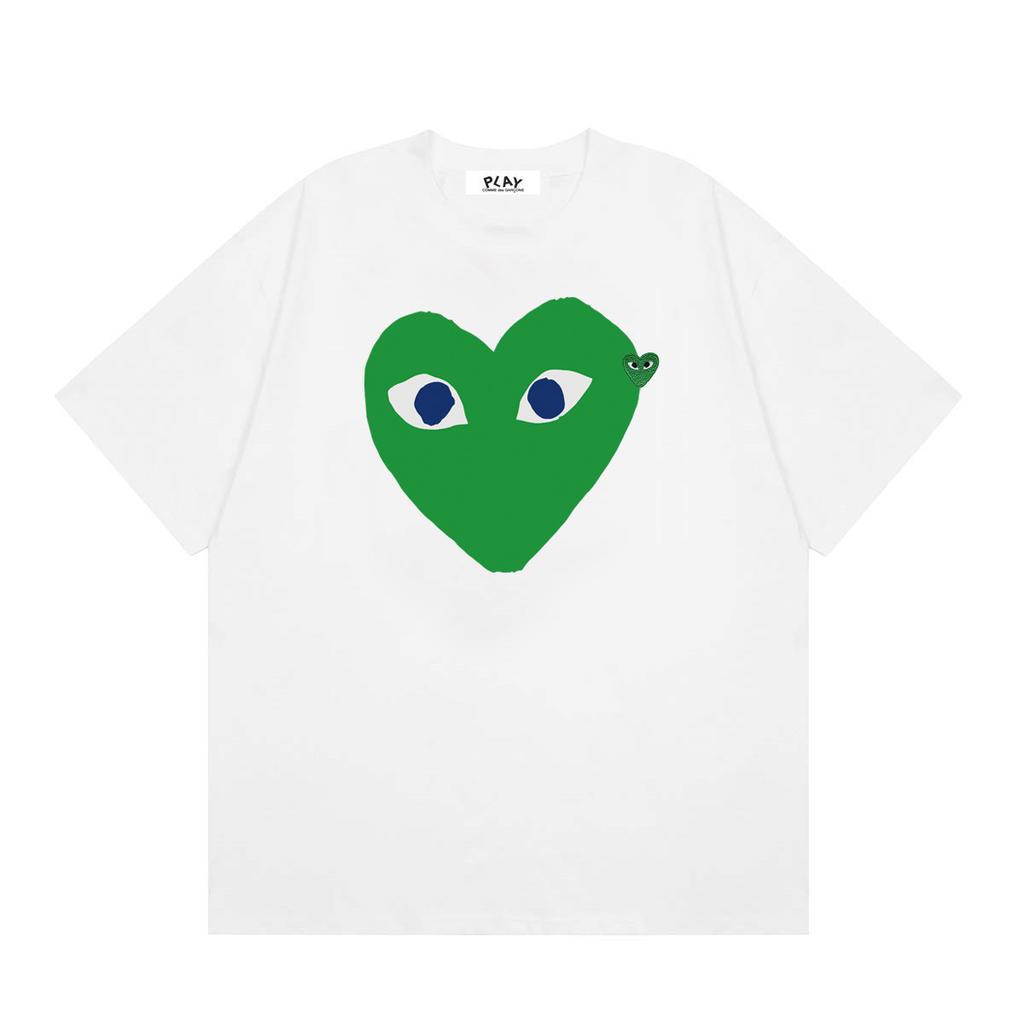 Unisex Crew Neck Short Sleeve Loose Fit Casual T-Shirt Colorful Heart Digital Print Basic Top