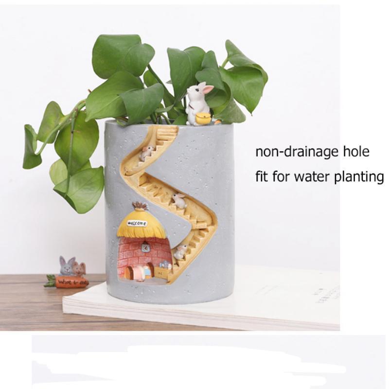 Kreativní Živočišná pryskyřice Květináč Sukulenty Květináč Květináč Nádoba na sázení Zajíc Ježek Dekorativní květináč Stolní ozdoba