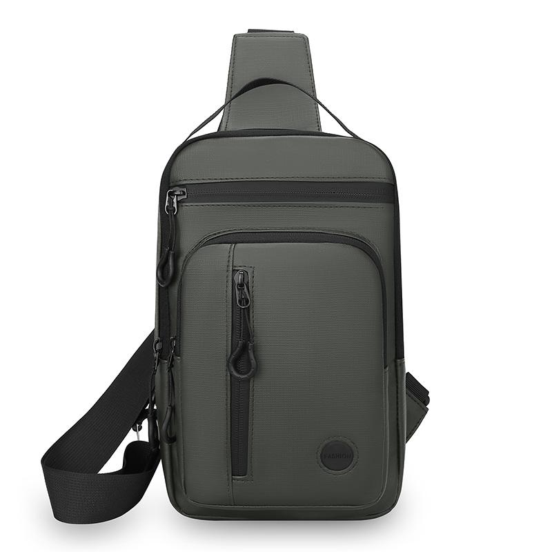 Men's crossbody bag with mobile phone pocket, adjustable shoulder strap, multi pocket chest bag, suitable for leisure, sports, a