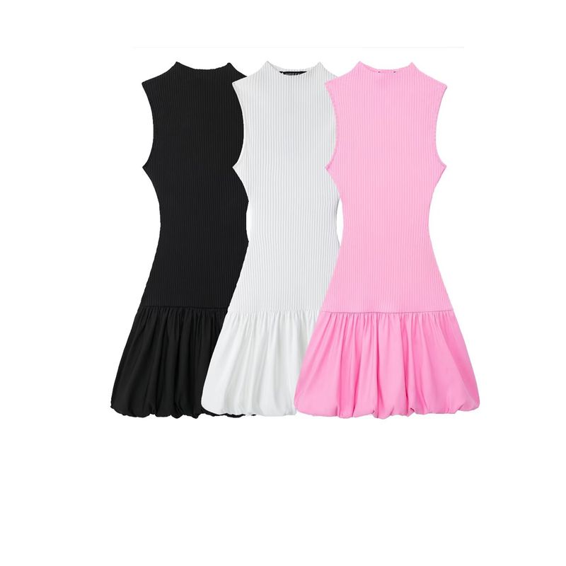 Kaslead New Arrival Women's Clothing Fashion Style Fashion Silm Balloon Style Rib Dress 0085361