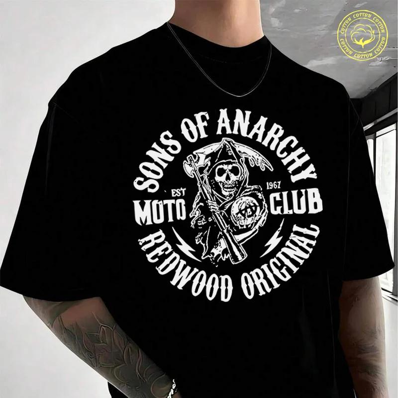 Euro Size Sons Of Anarchie Soa Redwood Original Moto Club T-shirt Moto Male Brand Tee Men Summe