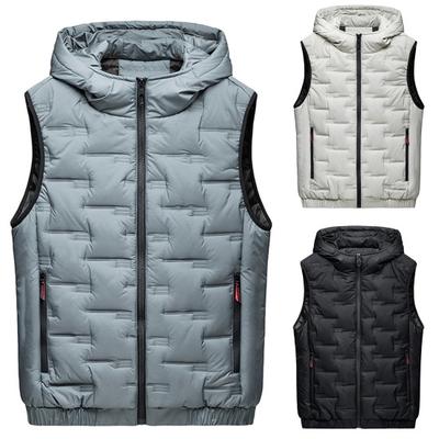 Men Winter Vest Padded Solid Color Sleeveless Thicken Hooded Warm Casual Plus Size Windproof Winter Waistcoat for Dating