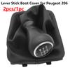 2pcs/1pc Lever Stick Boot Cover For Peugeot 206 207 5 Speed Gear Shift Knob Shifter Stick Lever Collar Cover