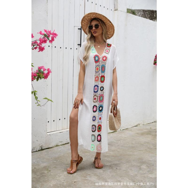 Hand Hook Dress, Slit Sexy Long Skirt, Long Robe, Beach Cover Skirt