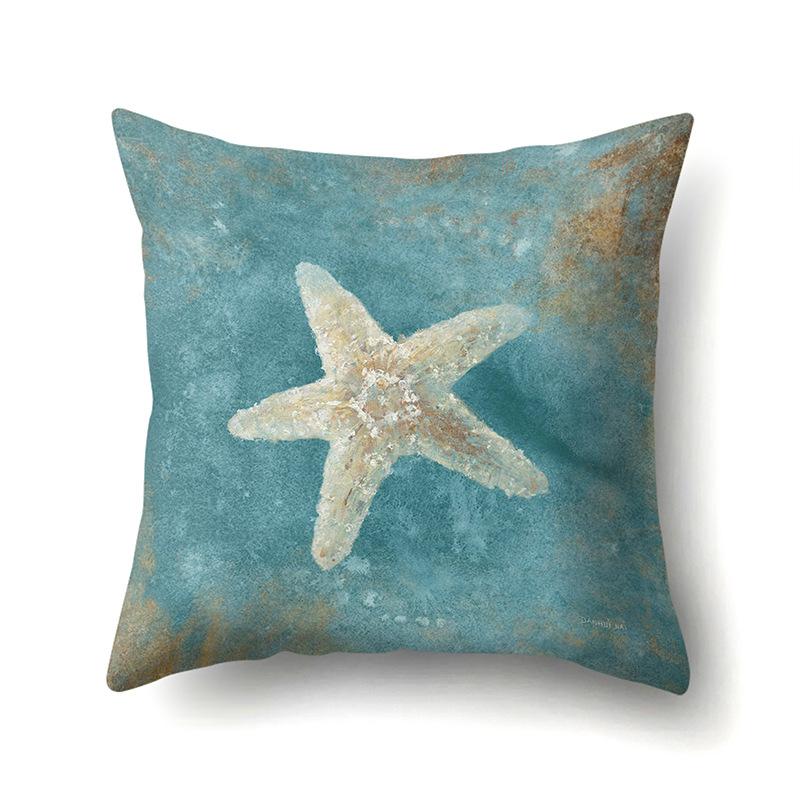 Blue Ocean Seaweed Polyester Pillow Case Car Decoration Home Print Pillow Bedside Sofa Waist Cushion Cover