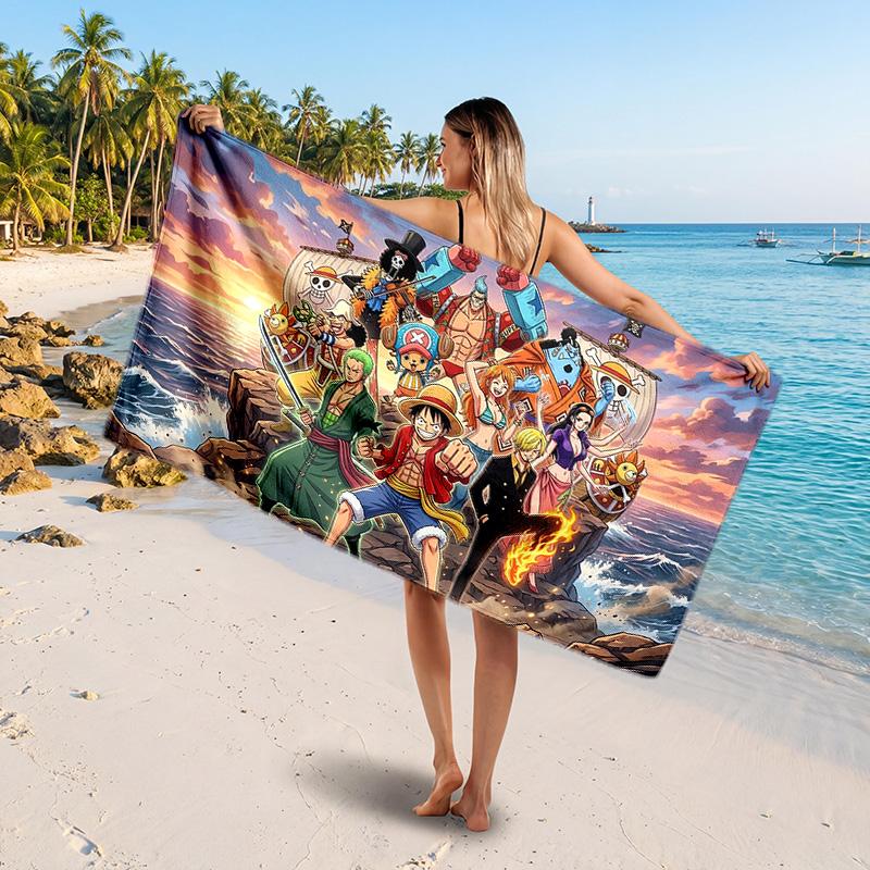 One Piece Printed Swim Towel, Portable Water Absorbent Towel for Beach Camping Daily Bathroom Use
