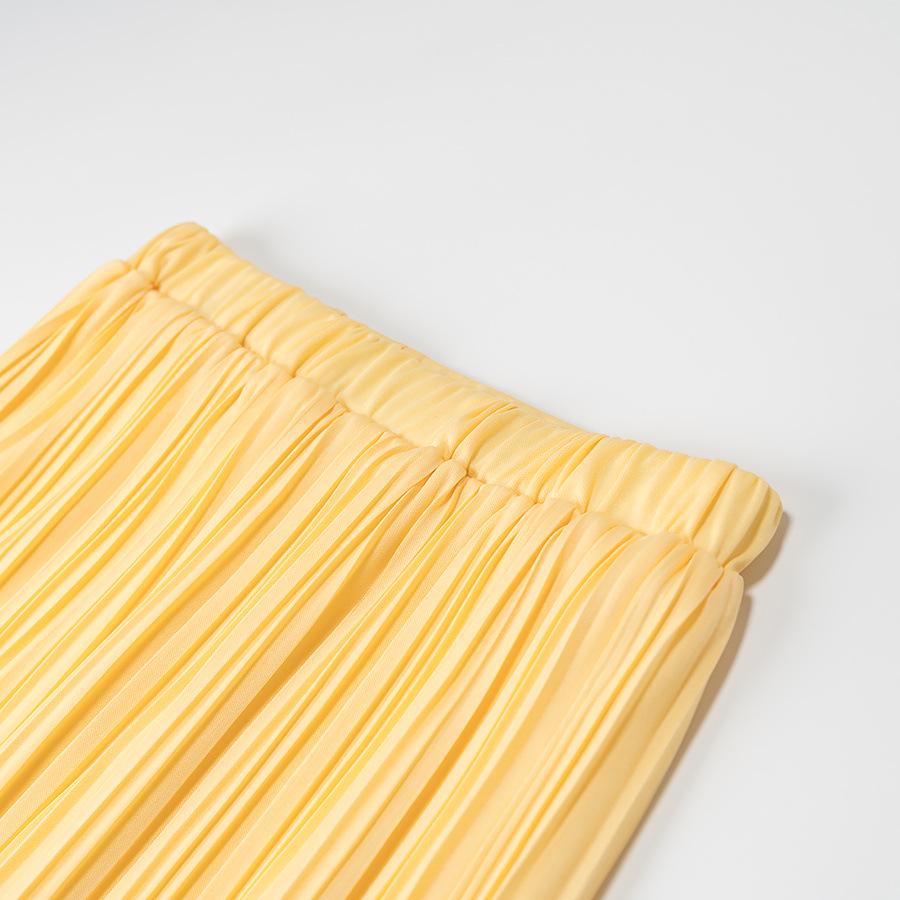 Spring 2025 European & American Style Women's Strapless Pleated Top + High-Waisted Midi Skirt Set