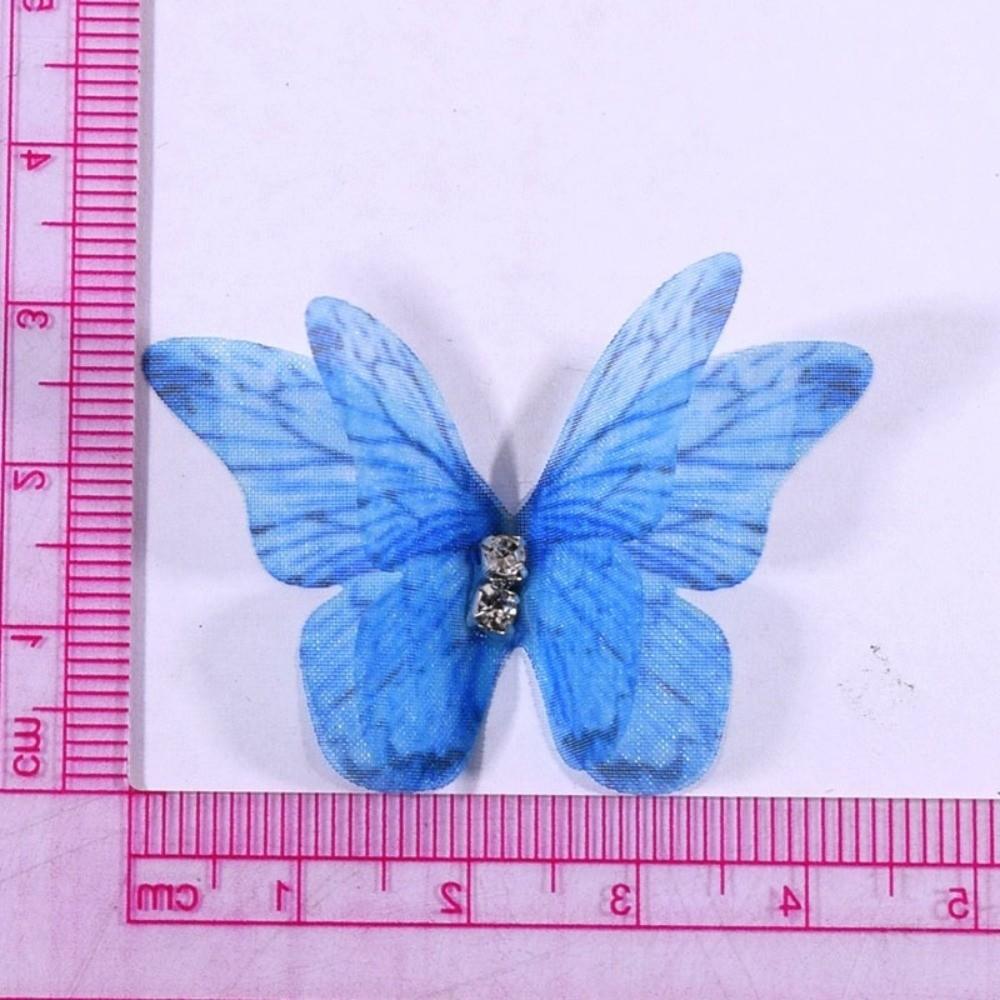 50Pcs Double-layer Chiffon Butterfly Embroidered Patches  Bridal Hair Accessories