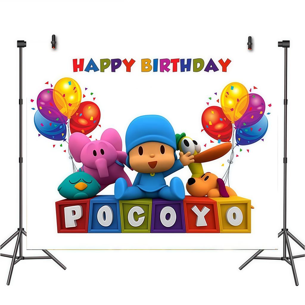 Pocoyo Geburtstag Dekorationen Einweg Geschirr Becher Teller Luftballon Banner Für Kinder Mitgebsel Babyparty Deko Party Zubehör Geschenk
