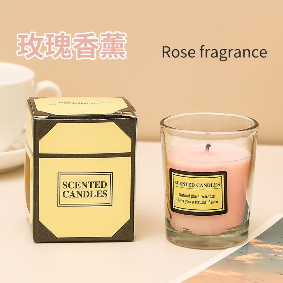 1pc Windproof Transparent Glass Cup Scented Candle - Soybean WaxSmokeless candle , Indoor/Outdoor, Wedding, party with Gift Box