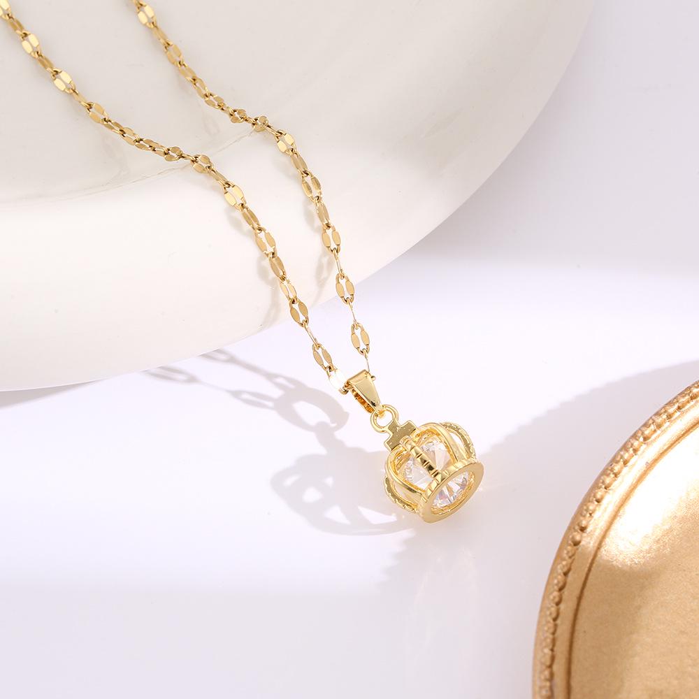 Hochwertige Damen Halskette aus Titanstahl mit vierblättrigem Kleeblatt - Nicht verblassend, vielseitige Schlüsselbeinkette