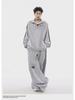 Men's Autumn American Retro Sports Suit: High-Street Stand-Up Collar Sweater and Trousers Two-Piece Set