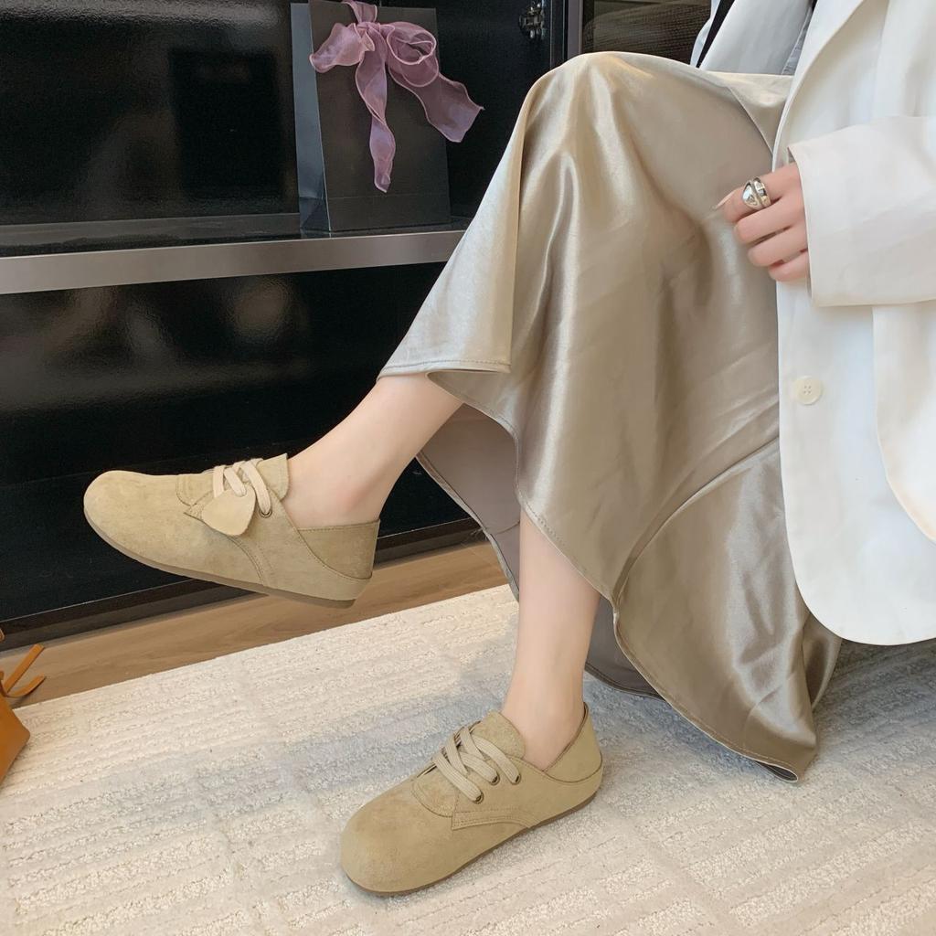 Fashion and Comfortable Non-slip Single Shoes Women's Versatile Casual Round Head Flat Bottom with Skirt Single Shoes Women's 2025 Spring and Autumn