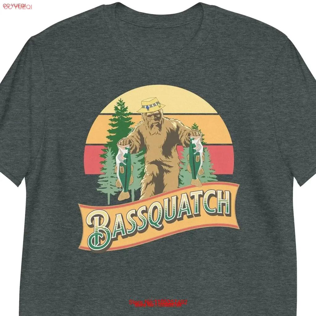 Bassquatch T Shirt Bass Fishing For Fisherunisex Funny Angler Bigfoot Vintage Homme Stretched Soft Streetwear Stylish
