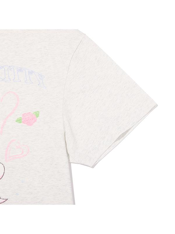 KIRSH X Charmy Kitty Loose Fit T-Shirt [Melange Gray]