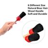 11Pcs Auto Detailing Set, Boar Hair Brushes, Steel Wire & A/C Brushes, Red, Soft Bristles, Wood Handles For Cleaning Interior, Exterior, Leather, 6