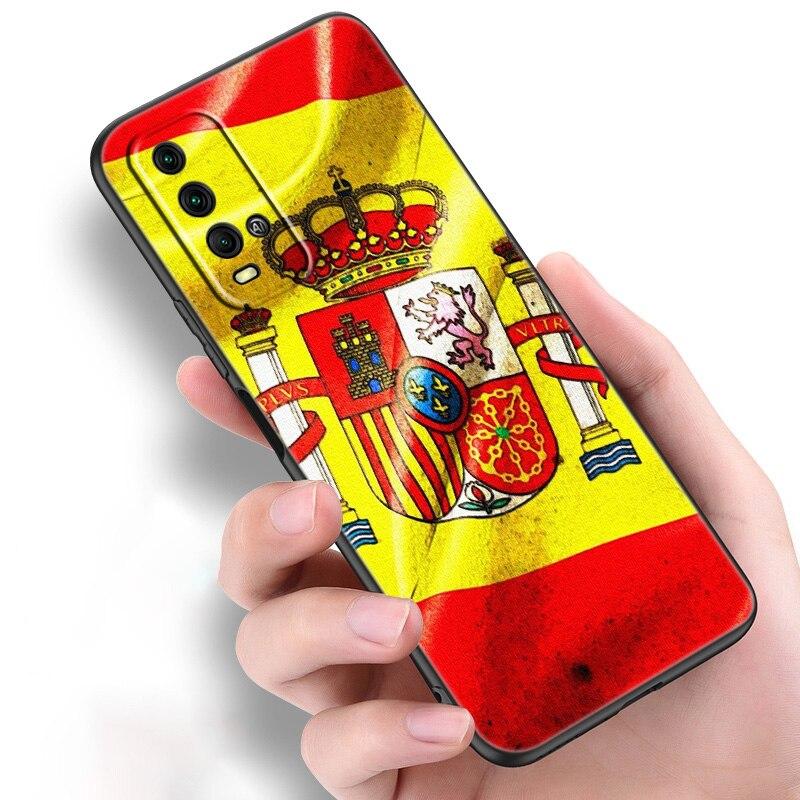 Hiszpania herb flaga silikonowy futerał na telefon dla Xiaomi Redmi Note 11 10 9 8 Pro 11T 10T 10S 9S 8T 9 9A 9C 9T czarna okładka Coque