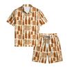 Men's Casual Short Sleeve Shirt and Shorts Set Beer Festival Print Lightweight Breathable Summer Outfit for Outdoor Activities