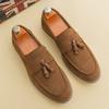 New Fashion Tassel Suede Leather Men Shoes Slip On Loafers Round Toe Dress Office Daily Commute Business Party Shoe for Man