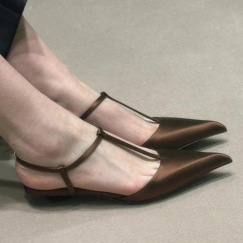 Sexy Pointed Toe Satin Low Heel Sandals Women Elegant Ankle Strap Kitten Heels Women Pumps Summer Fashion Casual Heels Sandals