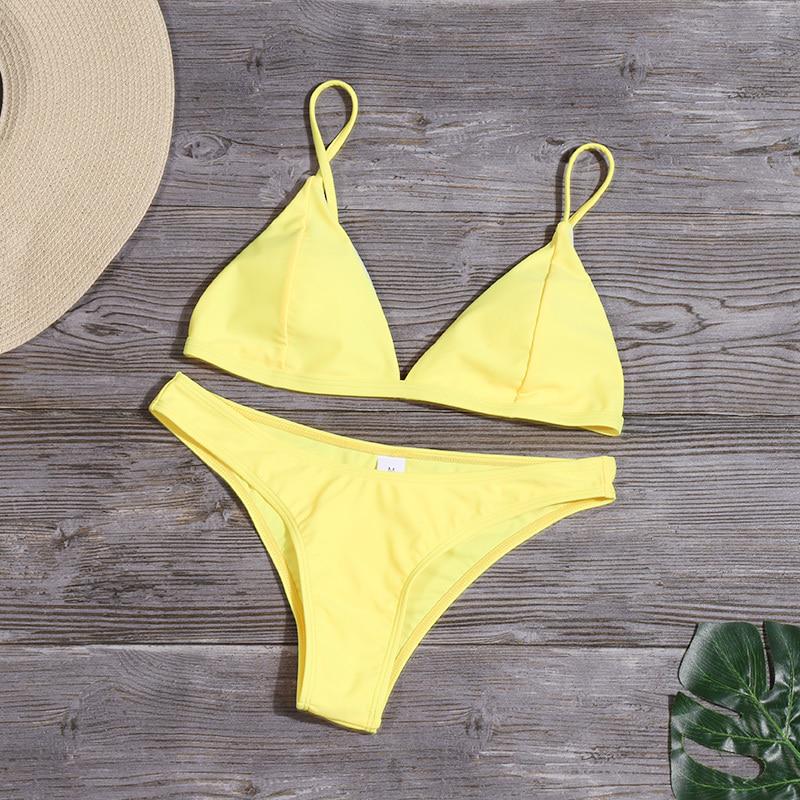 Sexy Solid Bikini Set Women Triangle Swimwear Low Waist Bathing Suit Swimsuit