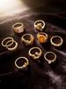 Vintage-style Irregular Metal Ring Set, Light Luxury Gold-colored Faux Gemstone Rings