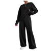 New Fall/Winter Solid-Color Round-Neck Long-Sleeve Top and Long Pants Set for Women: A Stylish Two-Piece Outfit